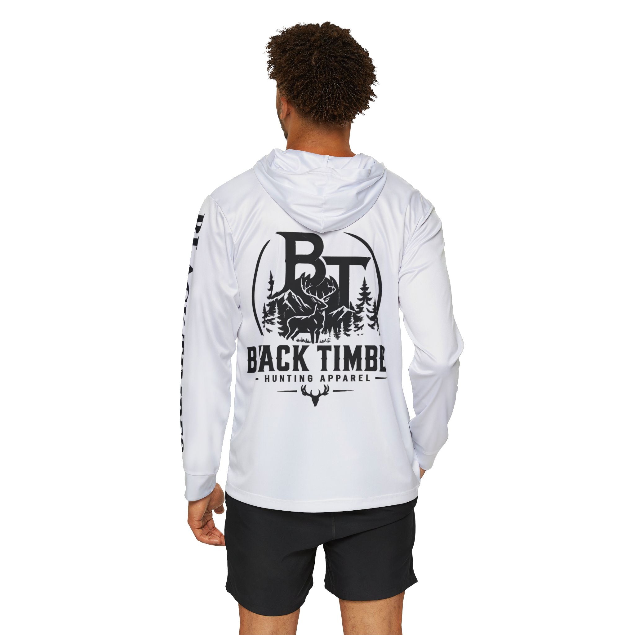 Black Timber Hunting Hoodie — Men's Sports Warmup Hooded Shirt with BT Logo