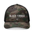 Camo Trucker Hat — "Black Timber" Embroidered Mesh Cap
